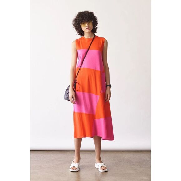 Elizabeth and James Dove Colorblock Asymmetric Dress - Picture 1 of 5